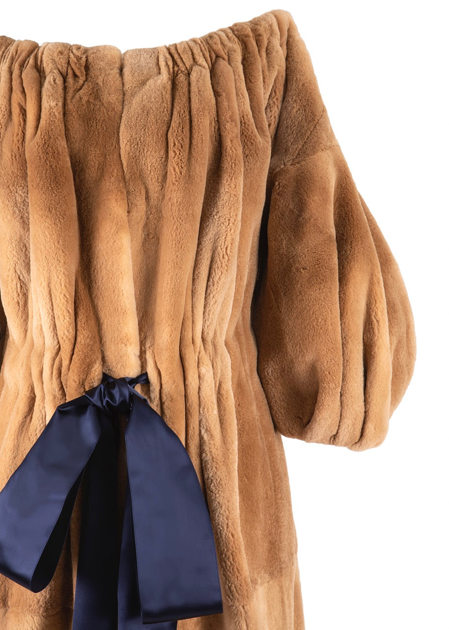 Hendrix Faux Mink Coat in Camel