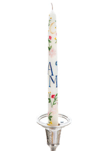 OTM Exclusive: Ivory Floral Monogram Hand-Painted Taper Candles, Set of Two