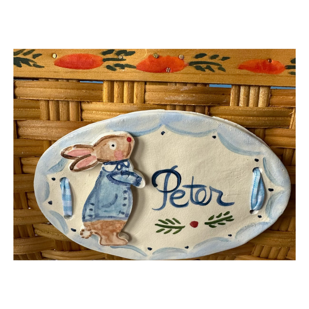 Hand-Painted Heirloom Custom Easter Basket in Blue