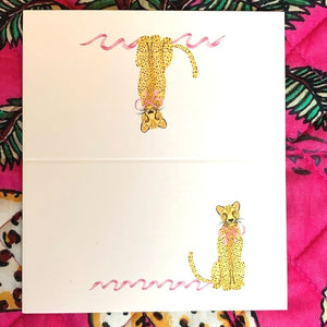 Leopard with Pink Bow Place Cards