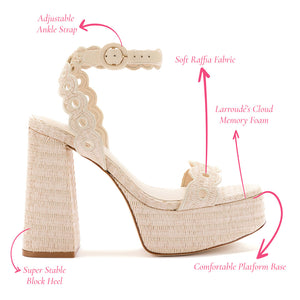 Dolly Broderie Sandal In Natural Raffia