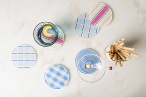 Mack Blue Gingham Coaster Set