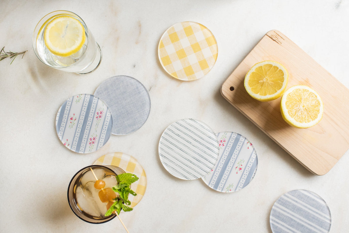 Wadsworth Goldenrod Gingham Coaster Set