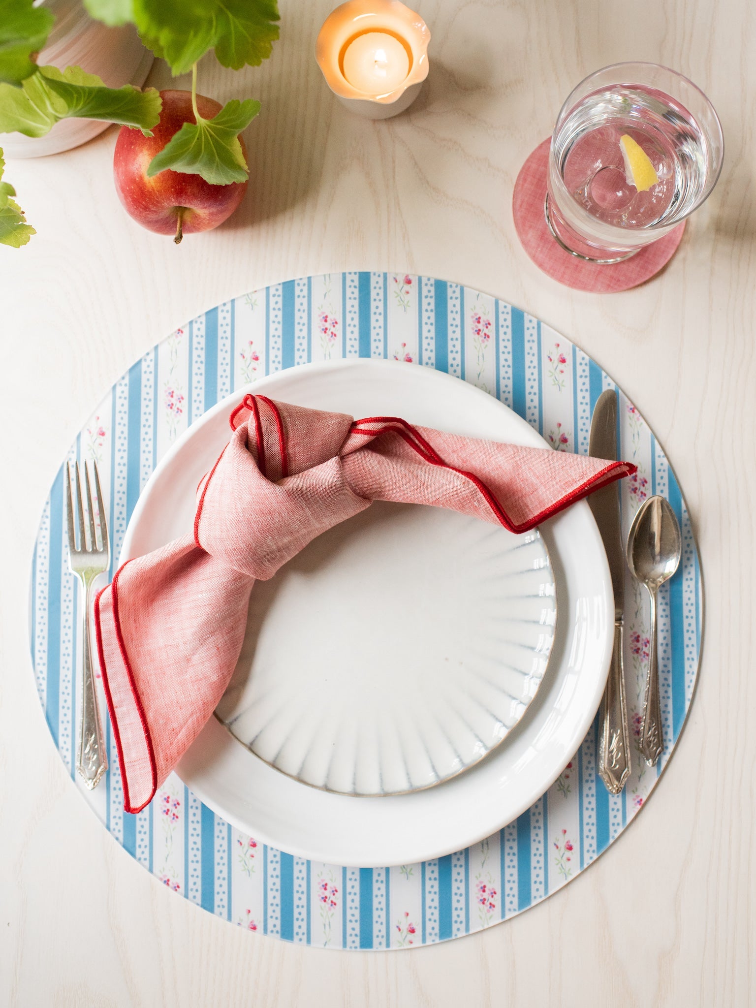 Mabel Vintage Floral Stripe Placemat