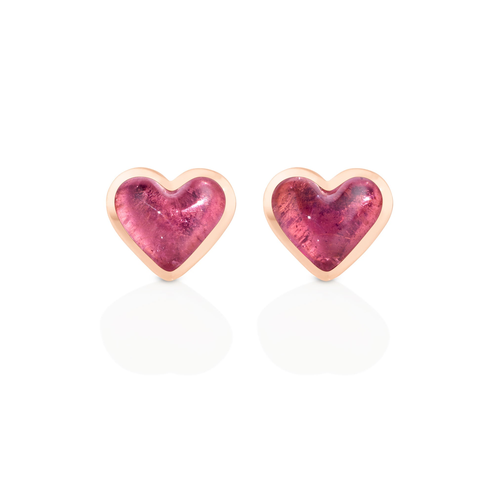 Love Sticker Studs in Rose Gold Pink & Tourmaline