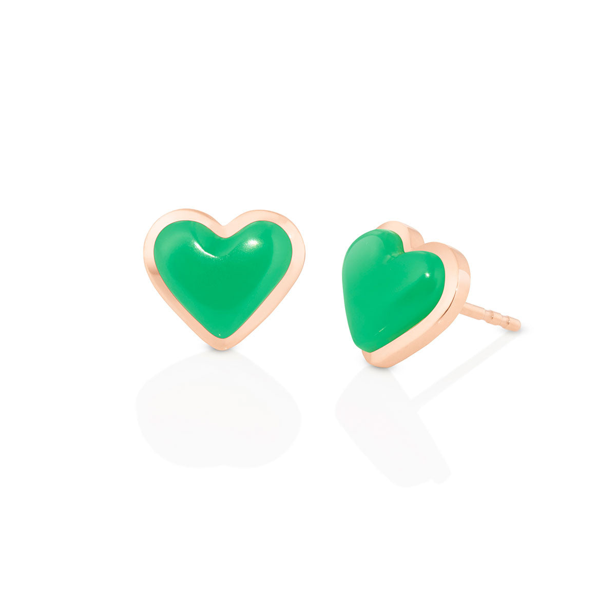 Love Sticker Studs in Rose Gold & Chrysoprase