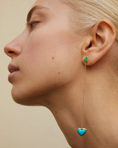 Sticker Chain Earrings in Yellow Gold & Turquoise