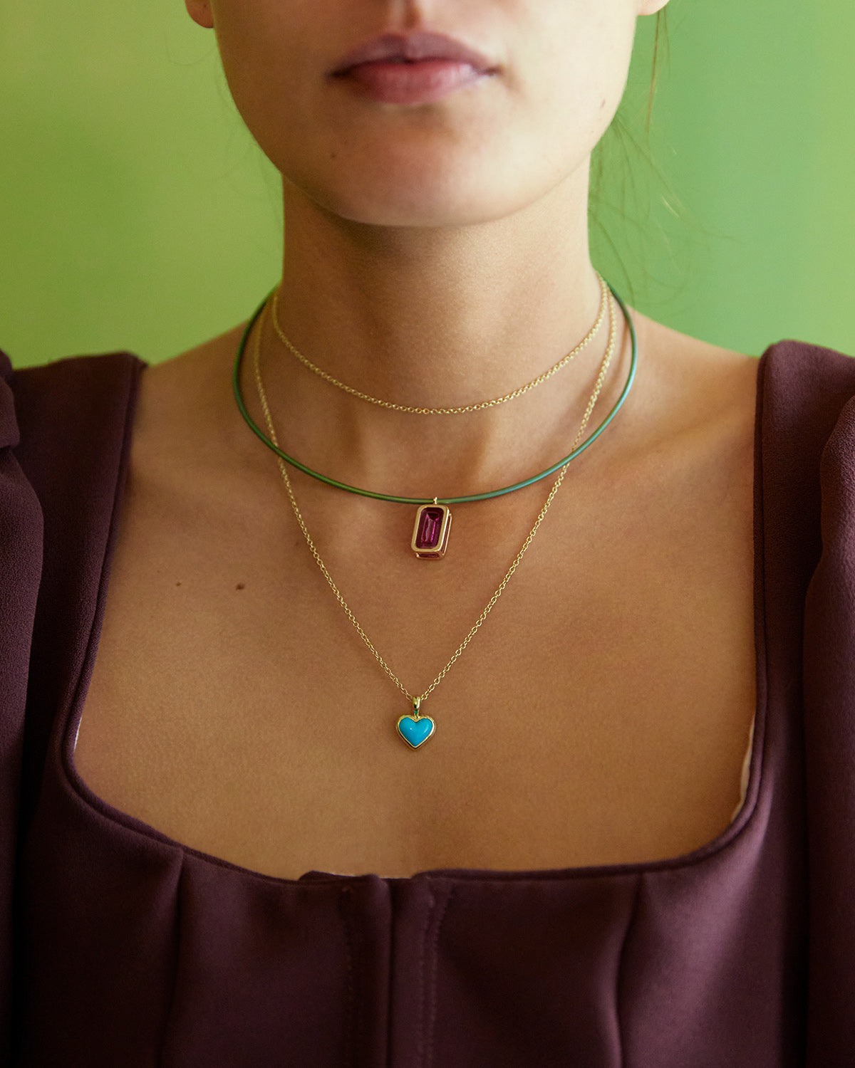 Love Sticker Charm in Yellow Gold & Chrysoprase