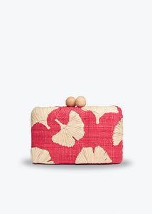 Ami Embroidered Straw Clutch Bag