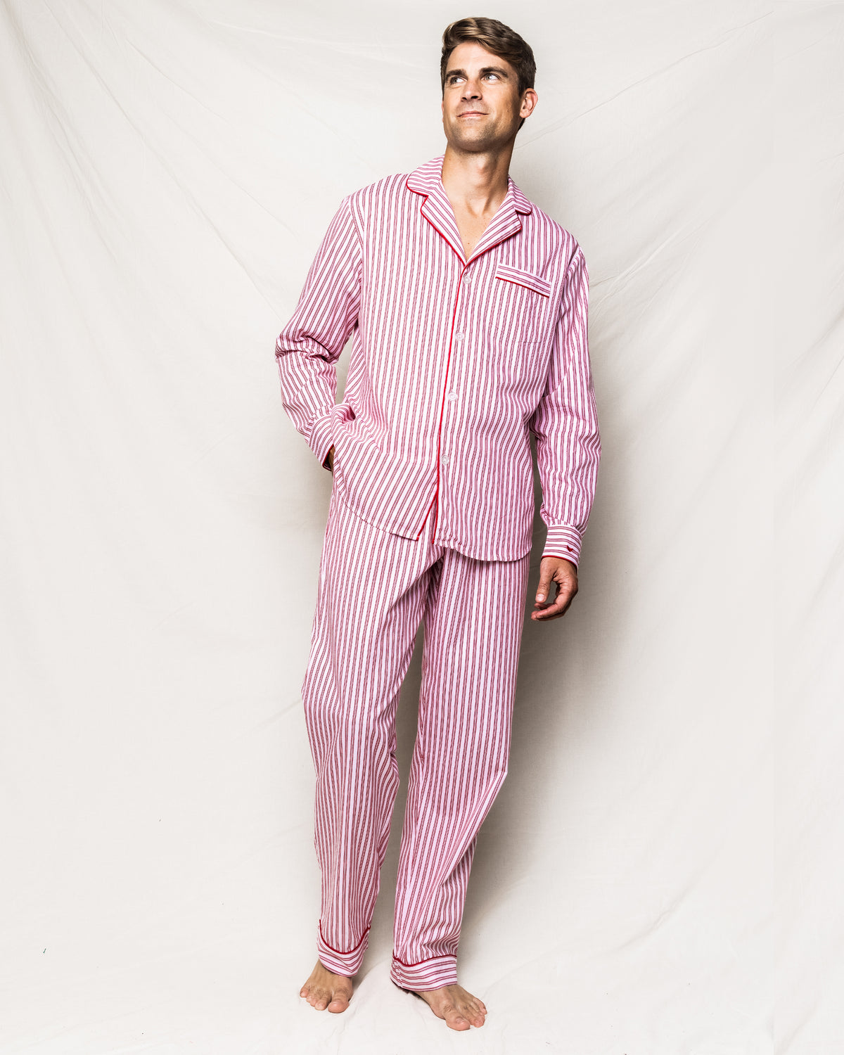 Men’s Antique Red Ticking Pajama Set