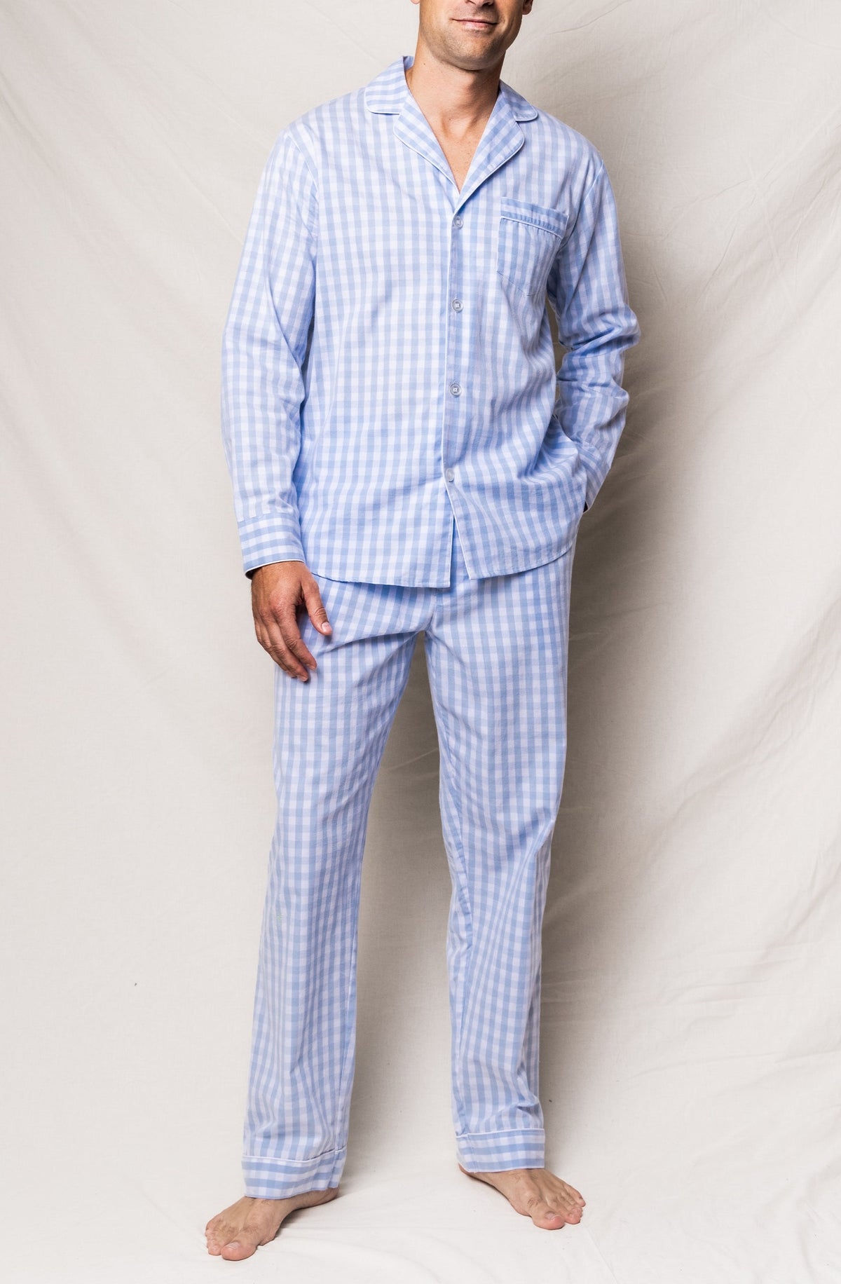 Men’s Light Blue Gingham Pajama Set