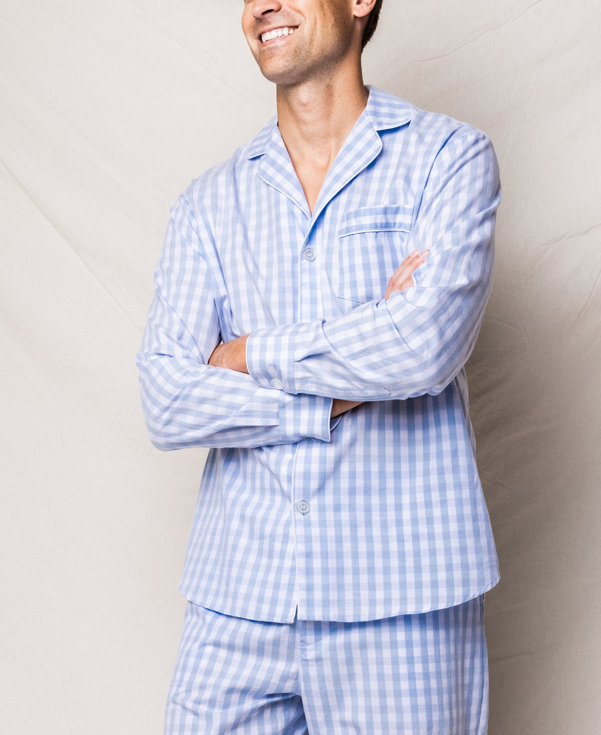 Men’s Light Blue Gingham Pajama Set