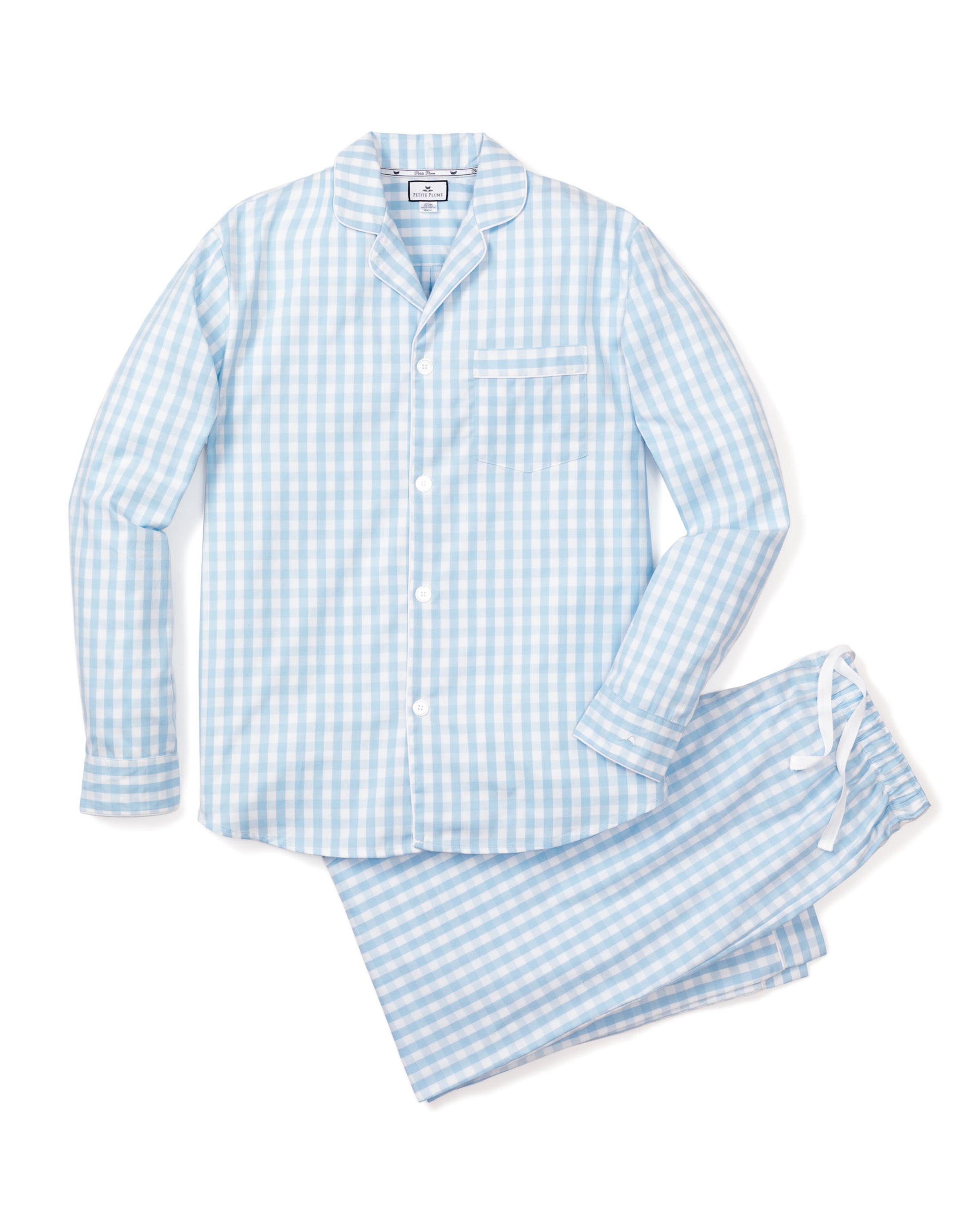 Men’s Light Blue Gingham Pajama Set