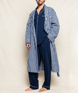 Men’s Navy Gingham Robe