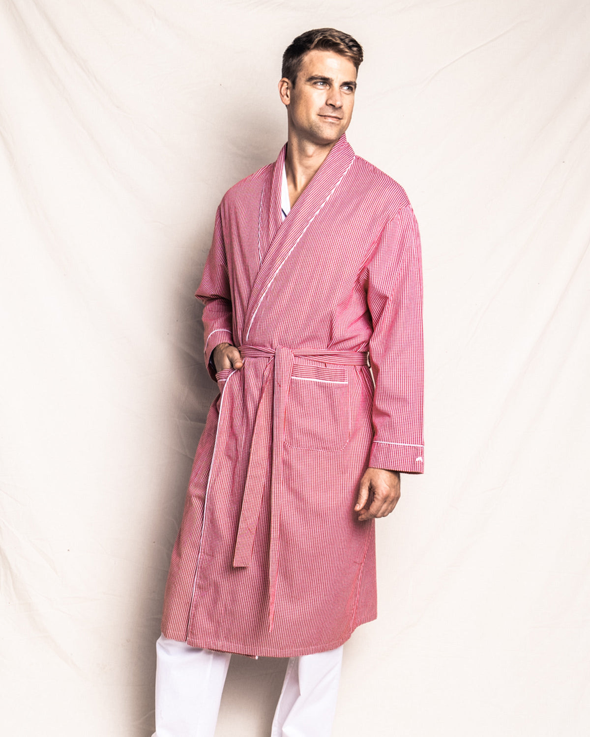 Men’s Red Mini-Gingham Robe