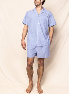 Men’s French Blue Seersucker Short Set