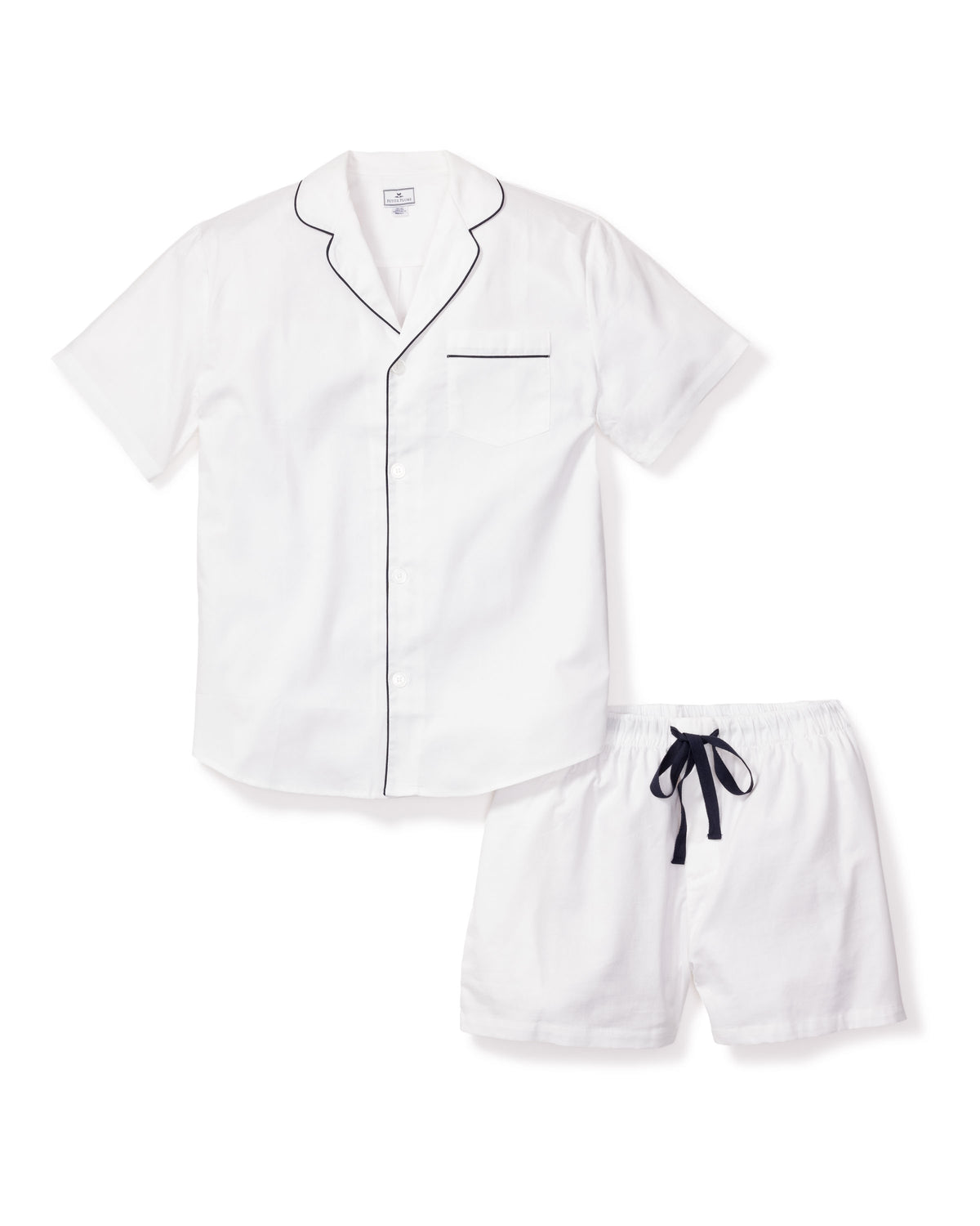 Men’s White Short Set with Navy Piping