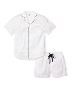 Men’s White Short Set with Navy Piping