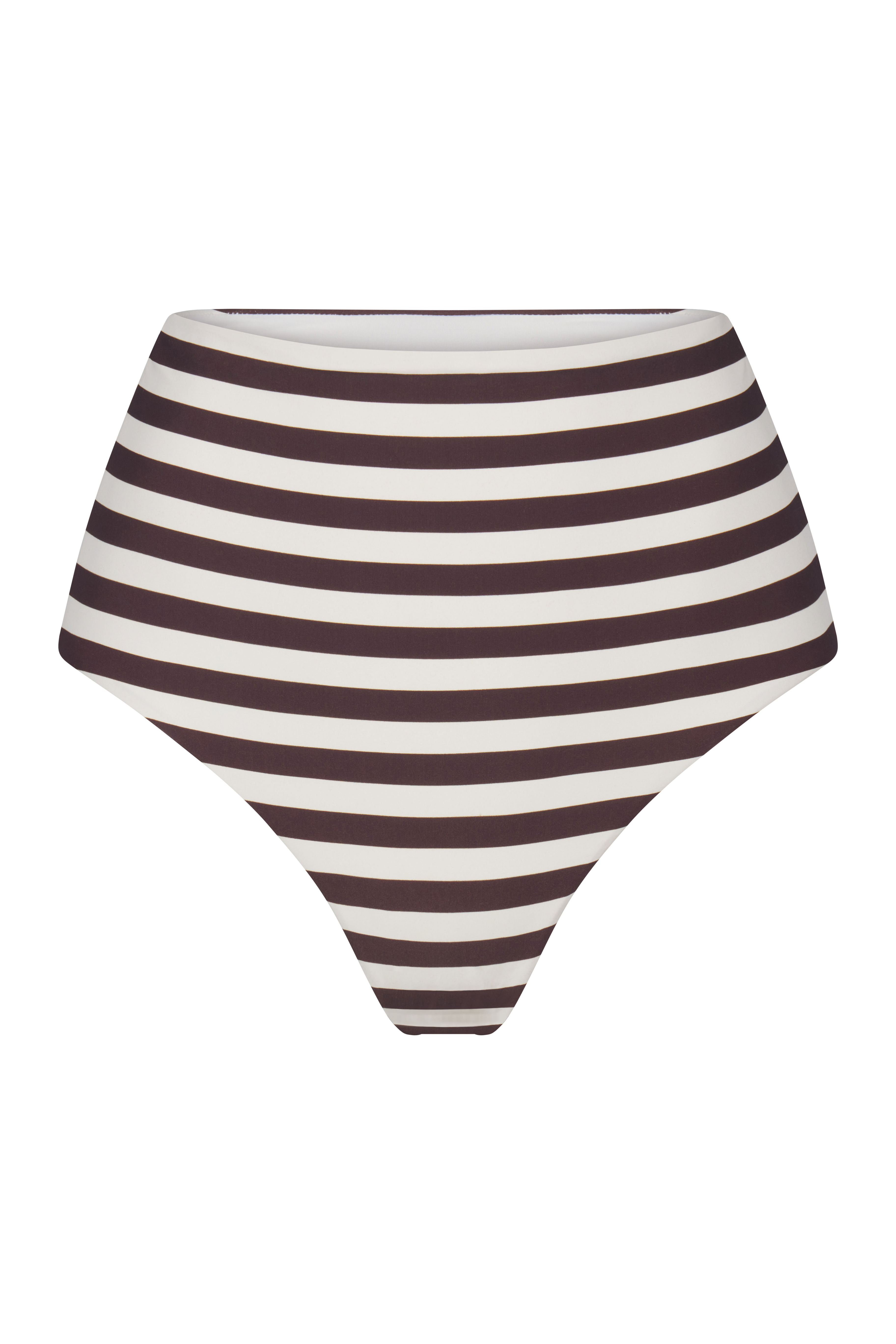 The High-Waist Bikini Bottom in Espresso Even Stripes