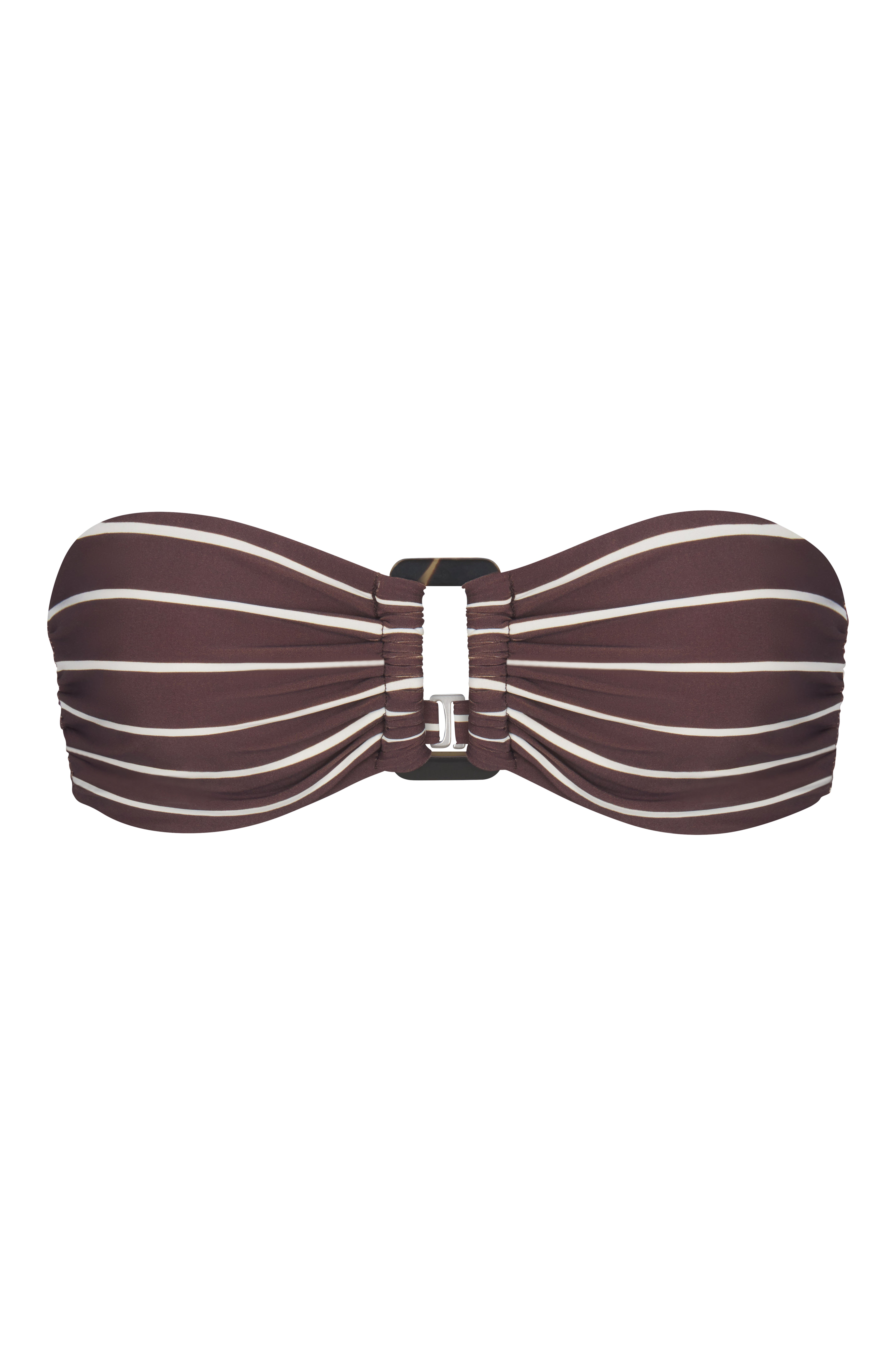 The Tortoise Bandeau Bikini Top In Espresso Odd Stripes