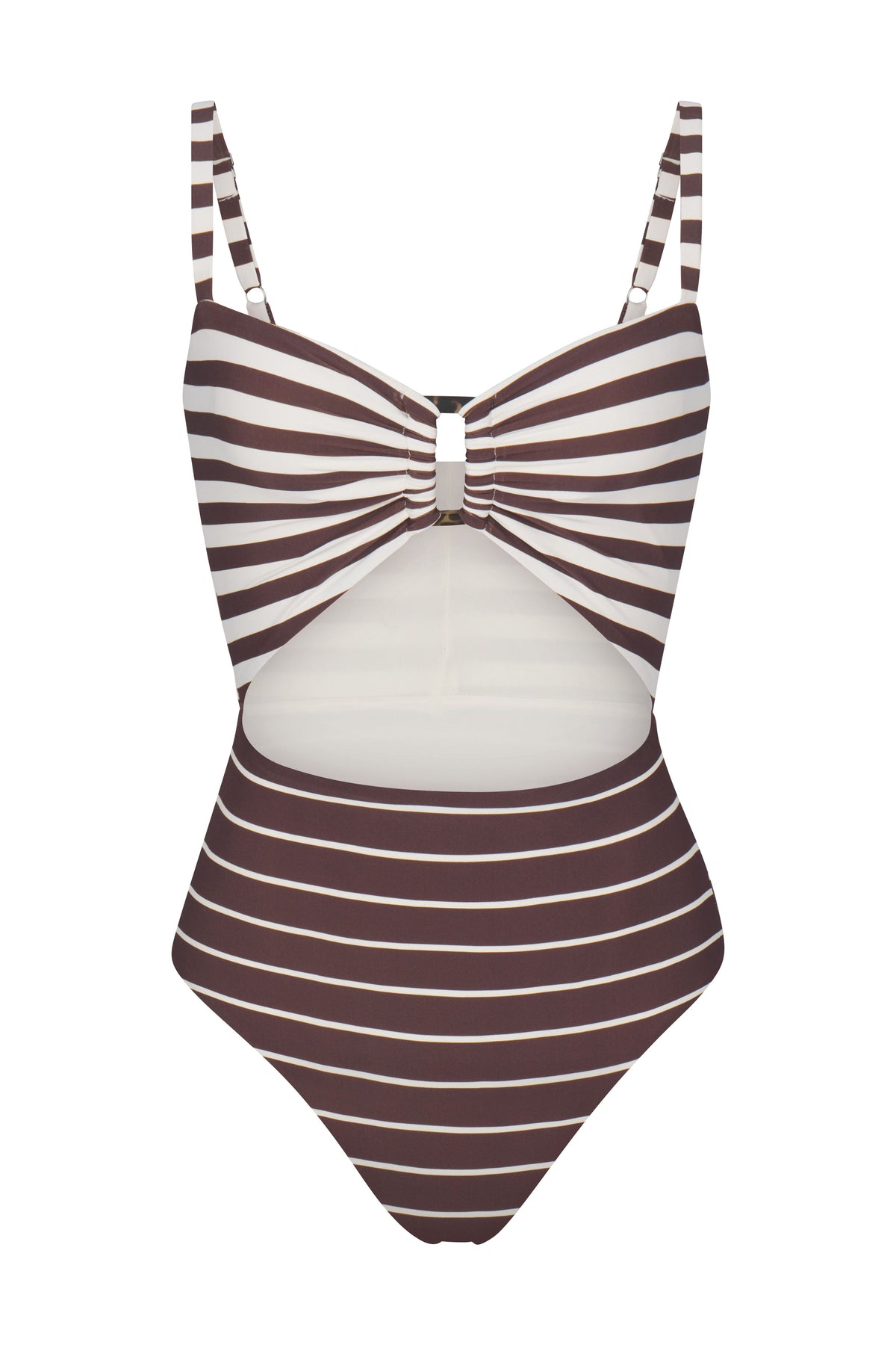 The Tortoise Cutout One-Piece In Espresso Mixed Stripe