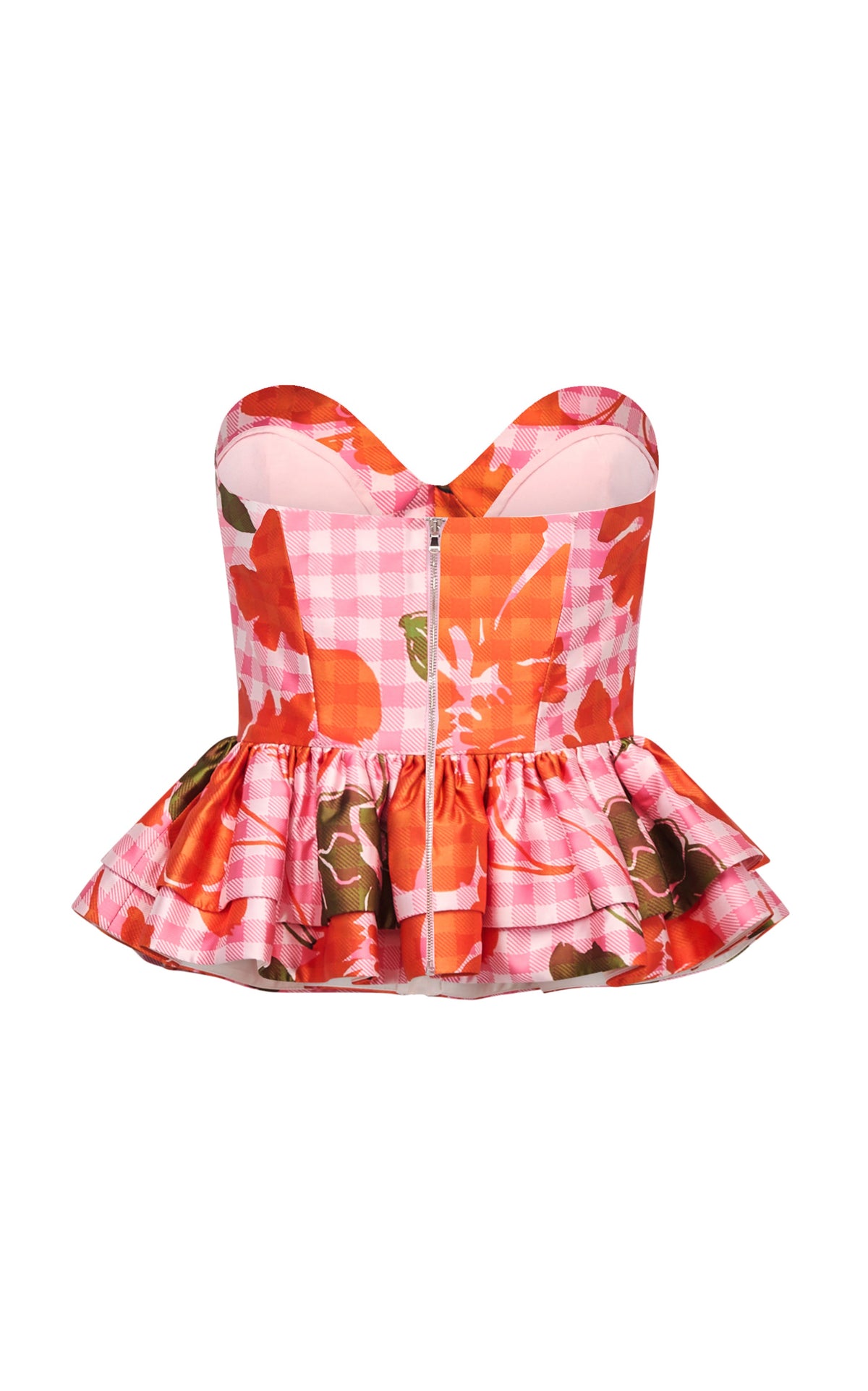 Vesper Corset Top in Floral Gingham Mikado