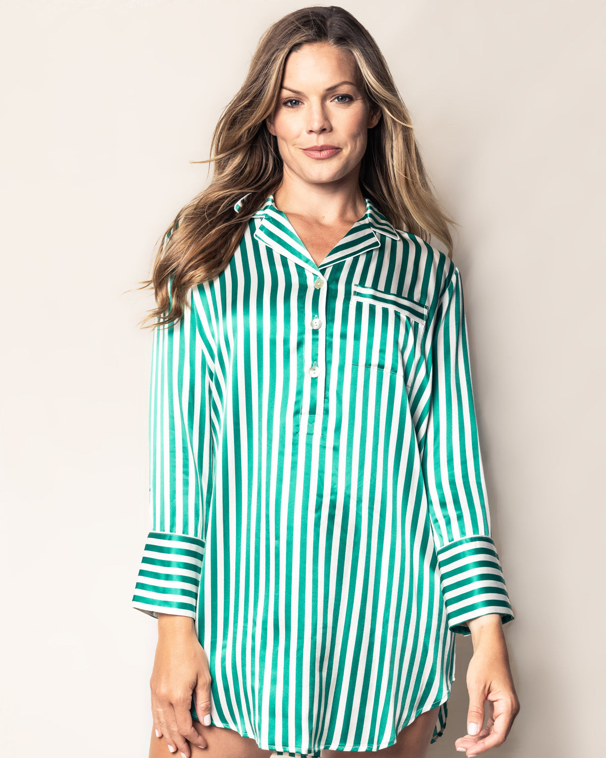 Women’s Mulberry Silk Green Stripe Nightshirt