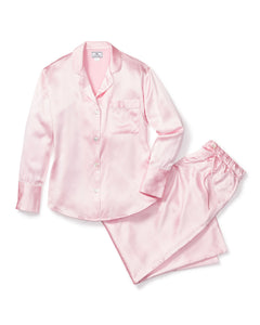 Women’s Pink Silk Wide Cuff Pajama Set