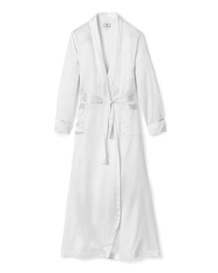 Women’s White Silk Long Robe