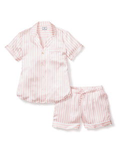 Women’s Pink Stripe Silk Short Set