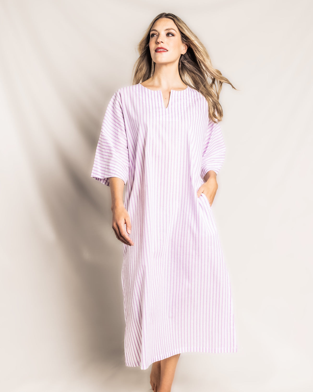 Women’s Lavender French Ticking Caftan