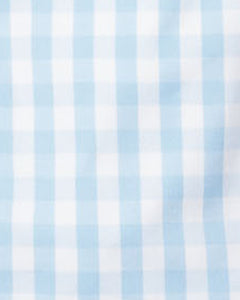 Women’s Light Blue Gingham Long Sleeve Short Set