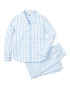 Women’s Light Blue Gingham Pajama Set