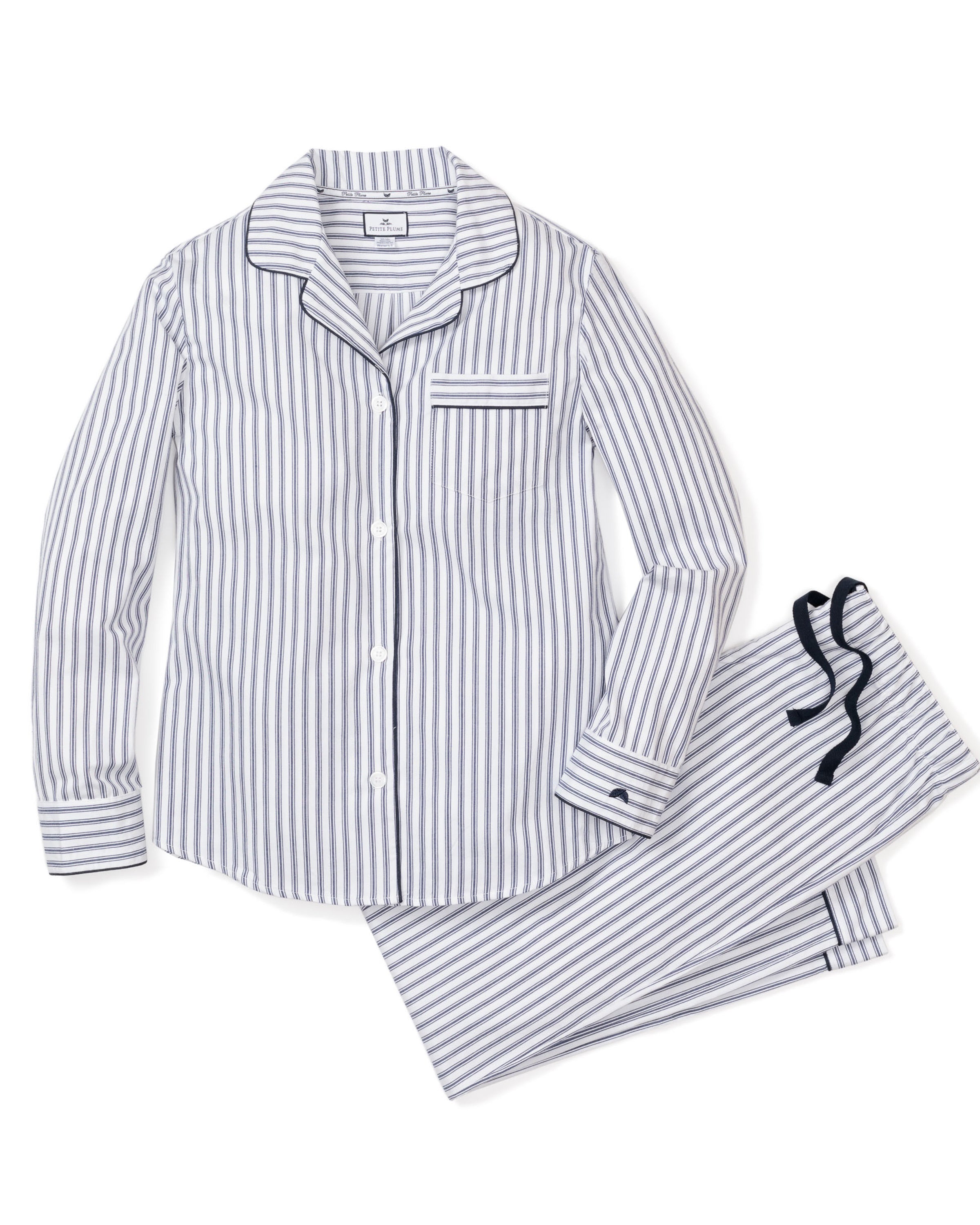 Women’s Navy French Ticking Pajama Set