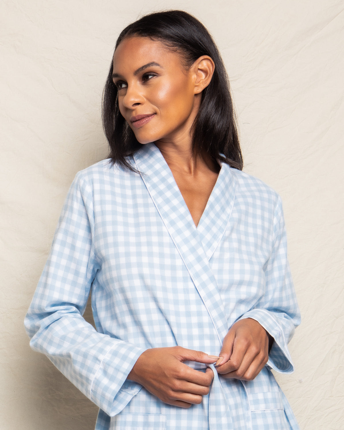 Women’s Light Blue Gingham Robe