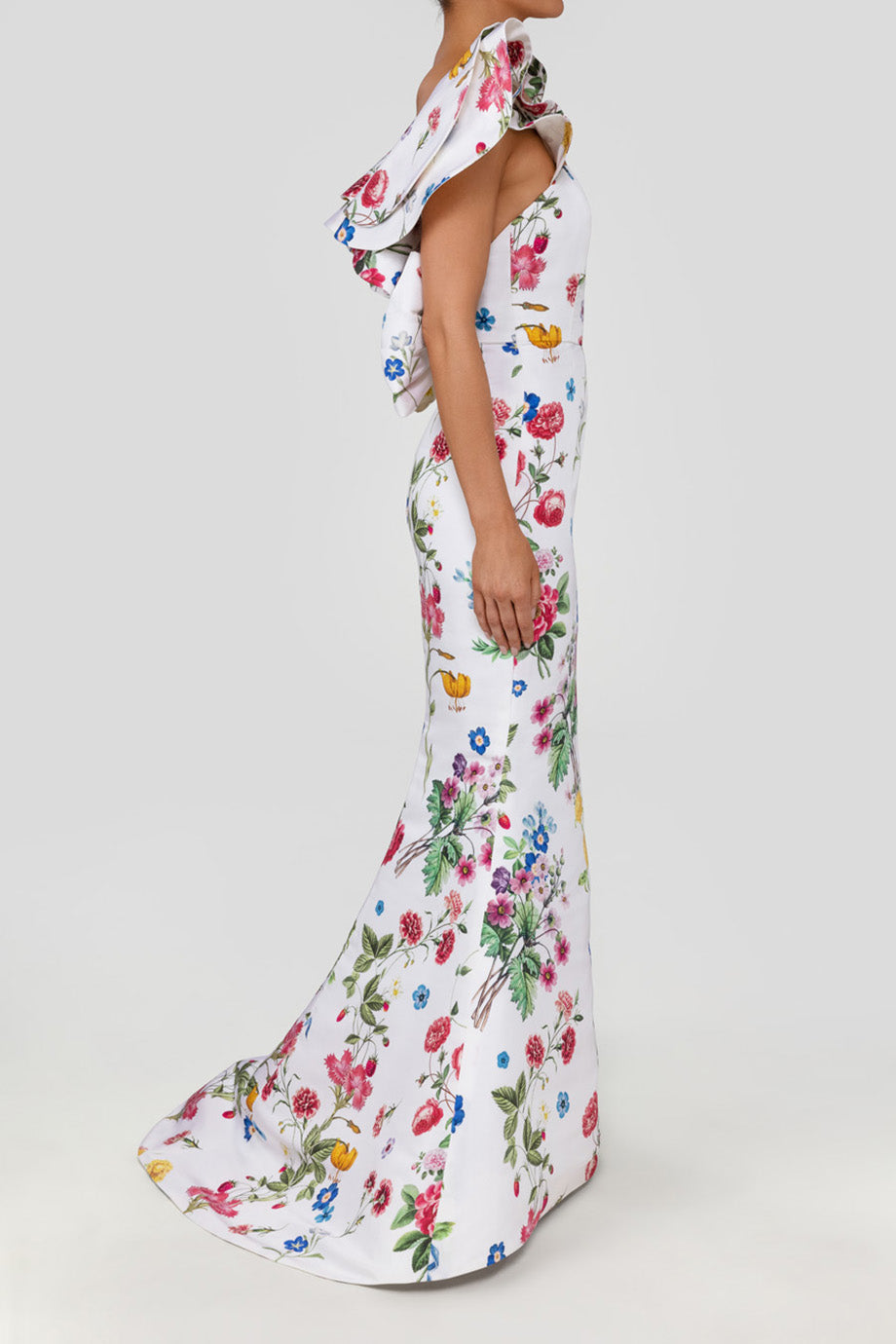 Amélie Sky Floral Silk Faille Mermaid Gown