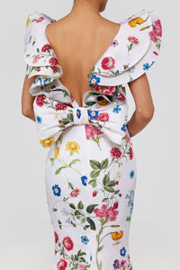 Amélie Sky Floral Silk Faille Mermaid Gown