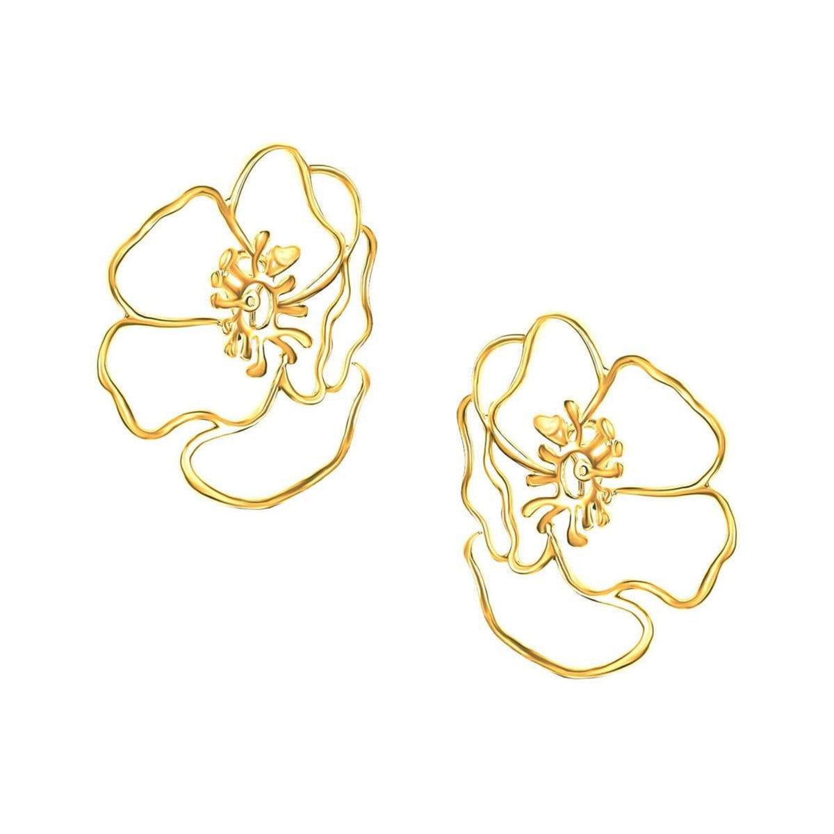 Gold Anemone Flower Earring