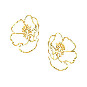 Gold Anemone Flower Earring