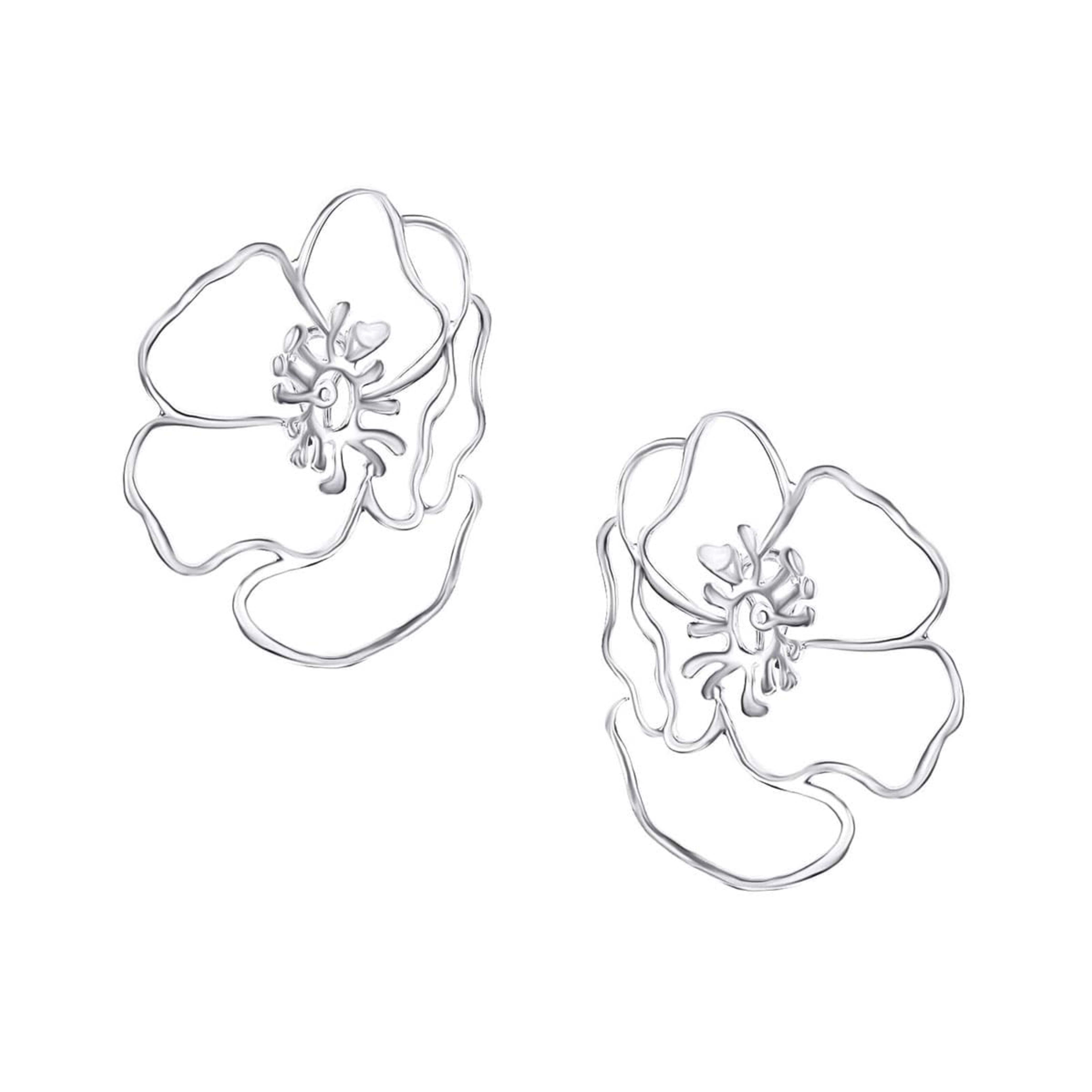 Silver Anemone Flower Earring