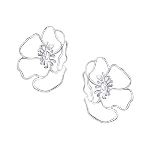 Silver Anemone Flower Earring