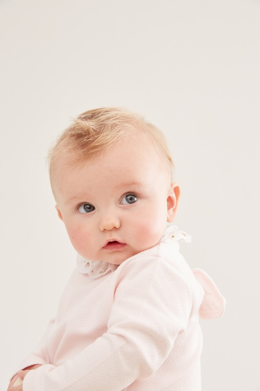 Angel Wing Pointelle Sleepsuit in Pink