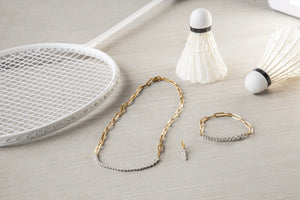 Ascending Diamonds Tennis Necklace on Rectangular Chain