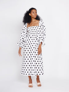 Atlanta Linen Dress in Polka Dot