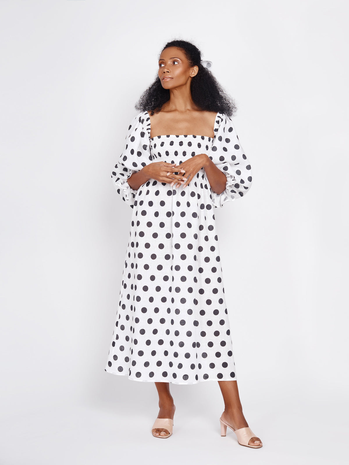 Atlanta Linen Dress in Polka Dot