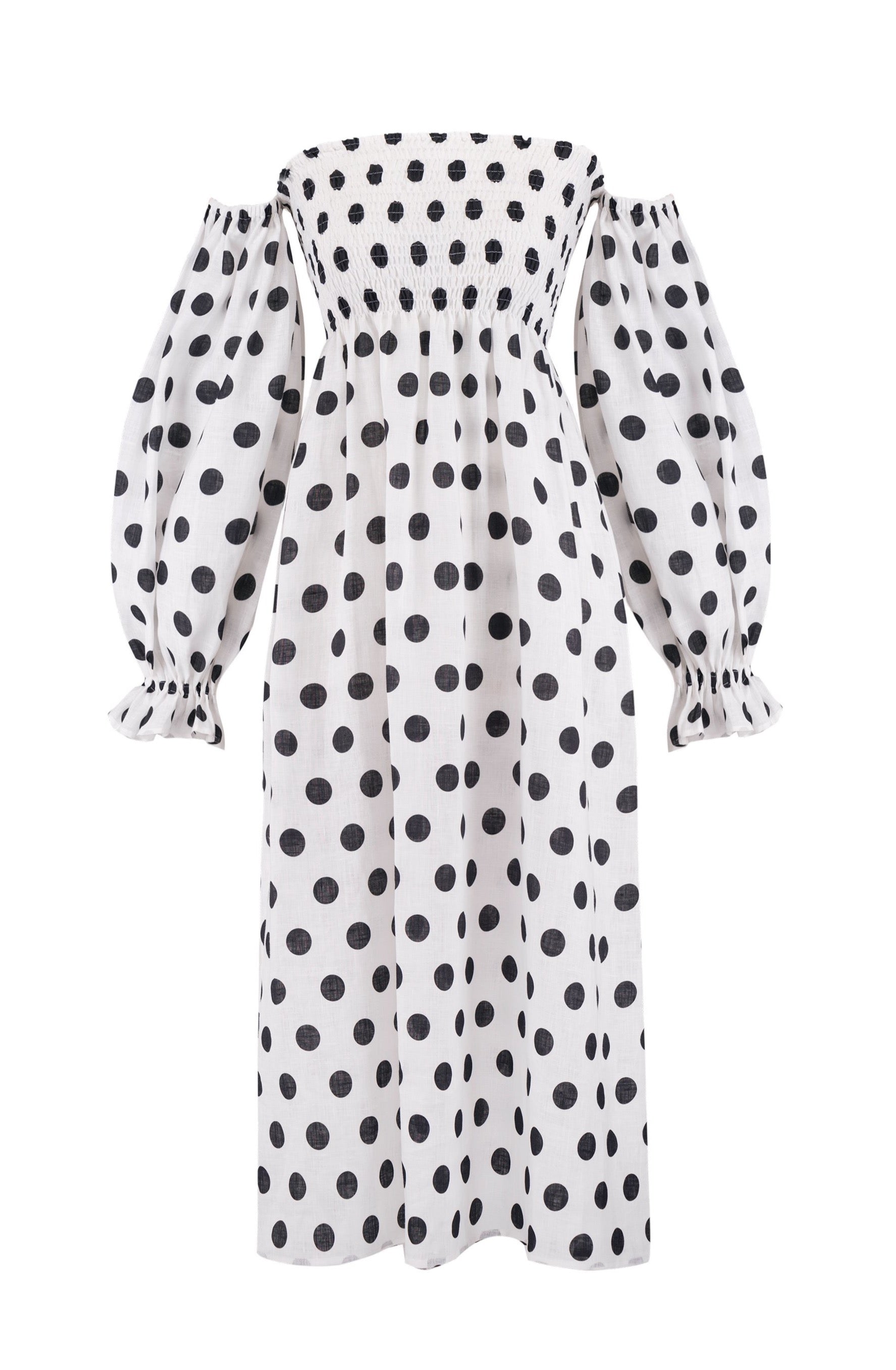 Atlanta Linen Dress in Polka Dot