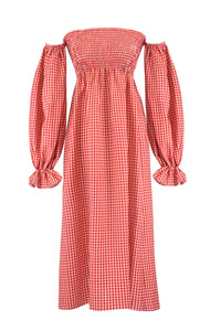 Atlanta Linen Dress in Red Gingham