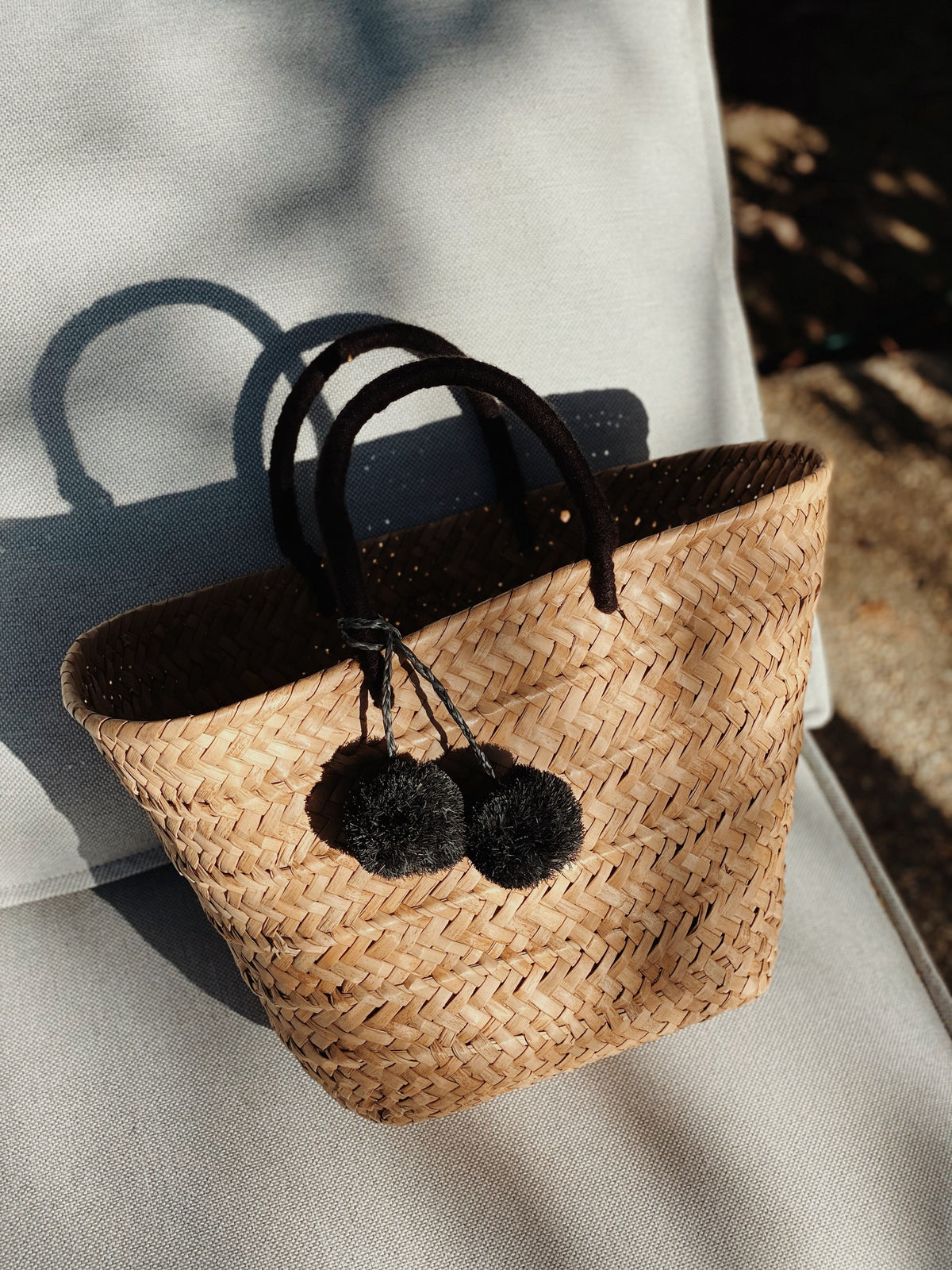 St. Tropez Pom Pom Straw Tote