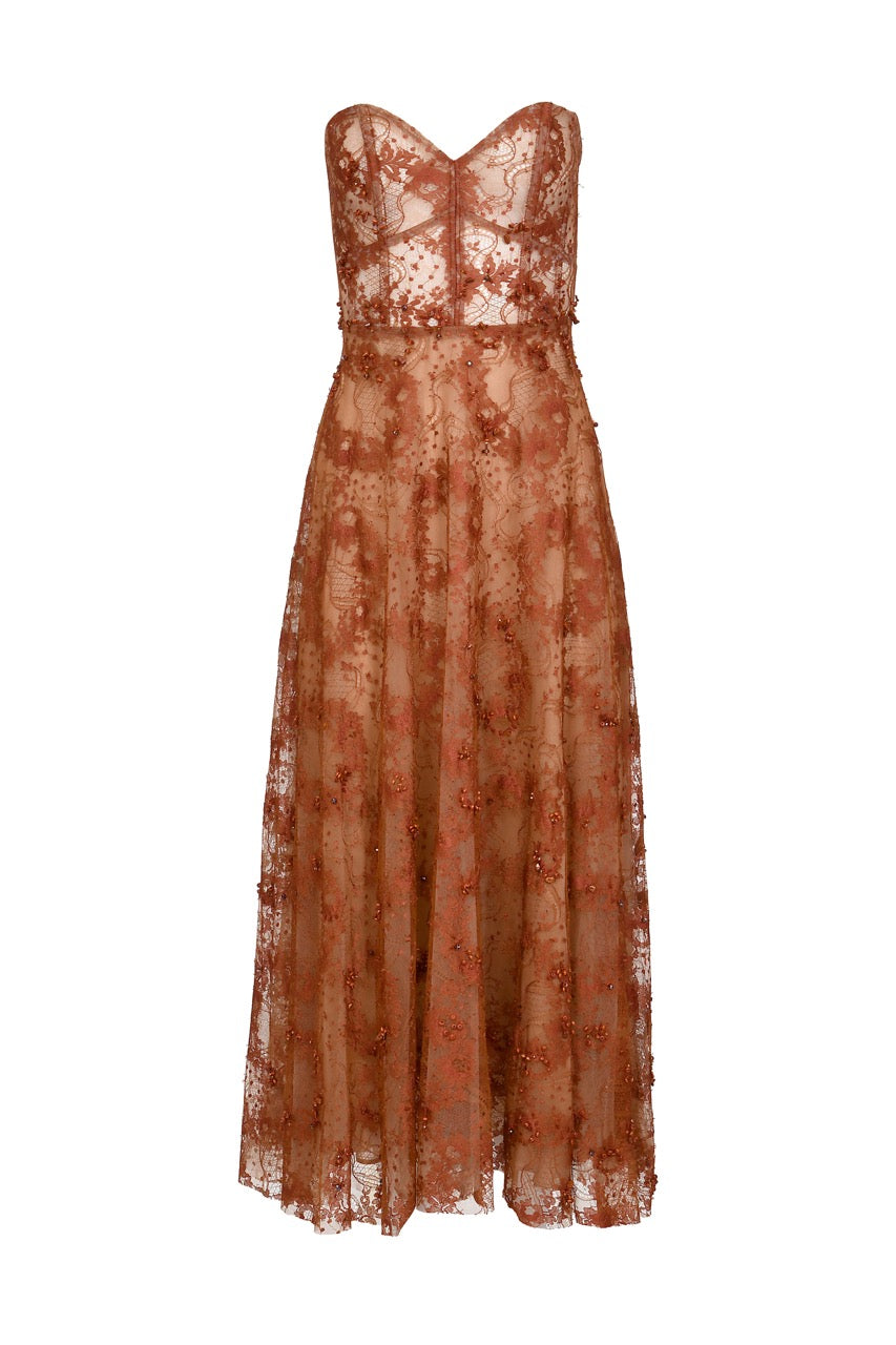 Ausias Midi Dress in Ocre