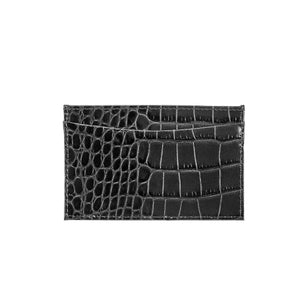 Slim Design Card Case in Crocodile Embossed Leather